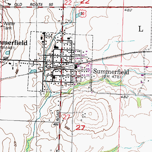 Topographic Map of Village of Summerfield, IL