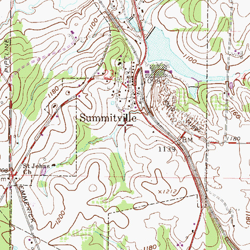 Topographic Map of Village of Summitville, OH