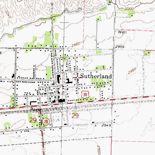 Topographic Map of Village of Sutherland, NE