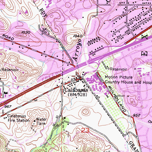 Topographic Map of Calabasas, CA