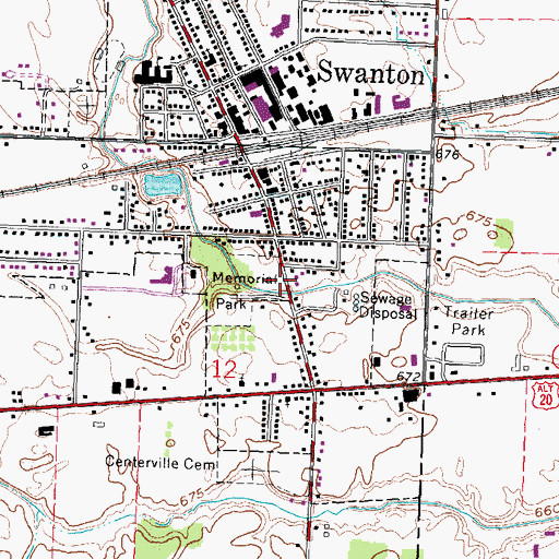 Topographic Map of Village of Swanton, OH