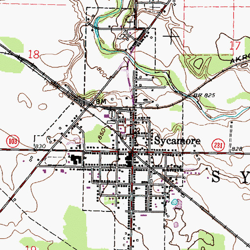 Topographic Map of Village of Sycamore, OH