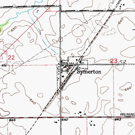 Topographic Map of Village of Symerton, IL