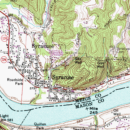 Topographic Map of Village of Syracuse, OH