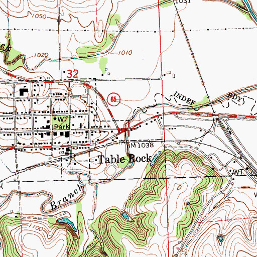 Topographic Map of Village of Table Rock, NE
