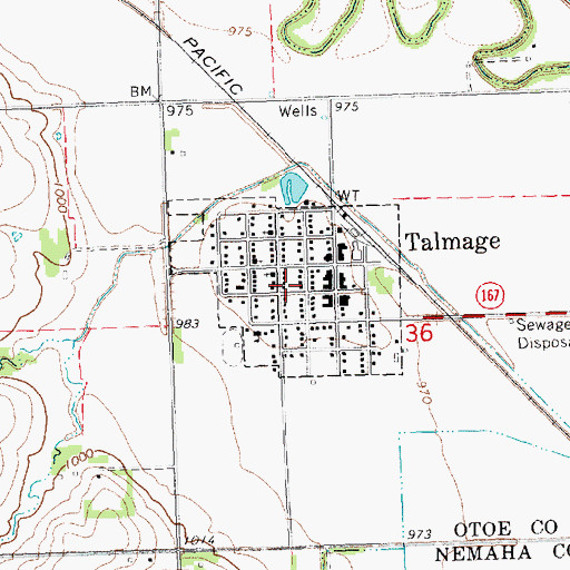 Topographic Map of Village of Talmage, NE