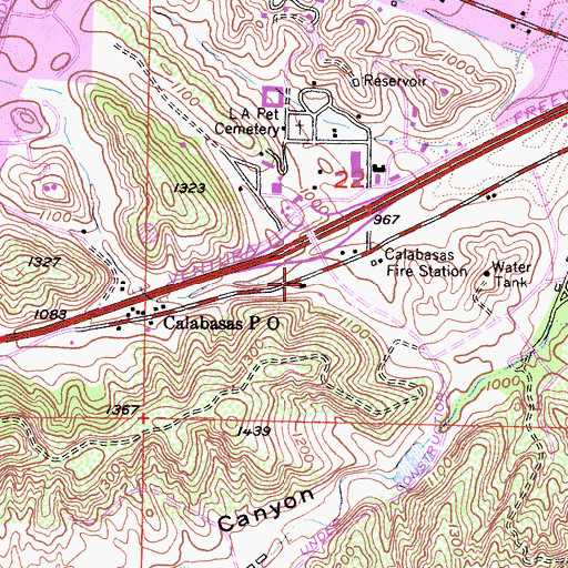 Topographic Map of Los Angeles County Fire Department Station 68, CA