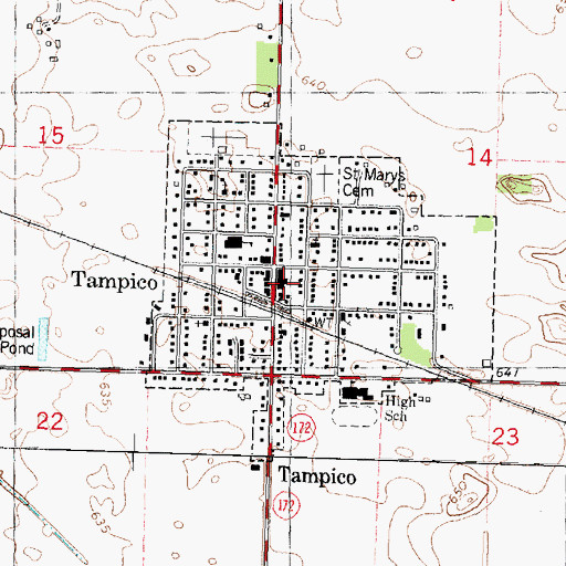 Topographic Map of Village of Tampico, IL