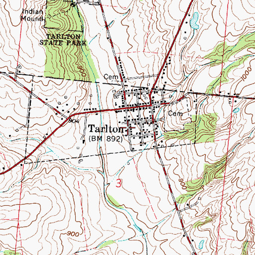 Topographic Map of Village of Tarlton, OH