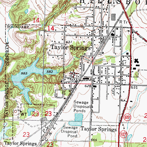 Topographic Map of Village of Taylor Springs, IL