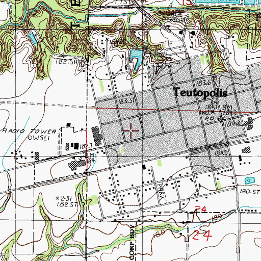 Topographic Map of Village of Teutopolis, IL