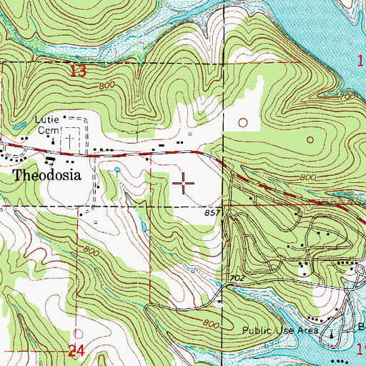 Topographic Map of Village of Theodosia, MO