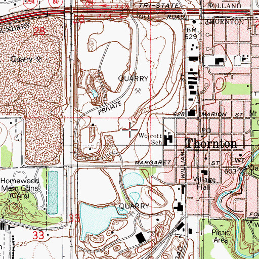 Topographic Map of Village of Thornton, IL