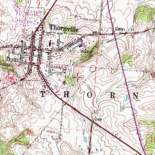 Topographic Map of Village of Thornville, OH