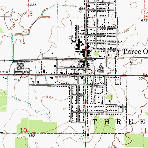 Topographic Map of Village of Three Oaks, MI