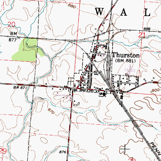 Topographic Map of Village of Thurston, OH