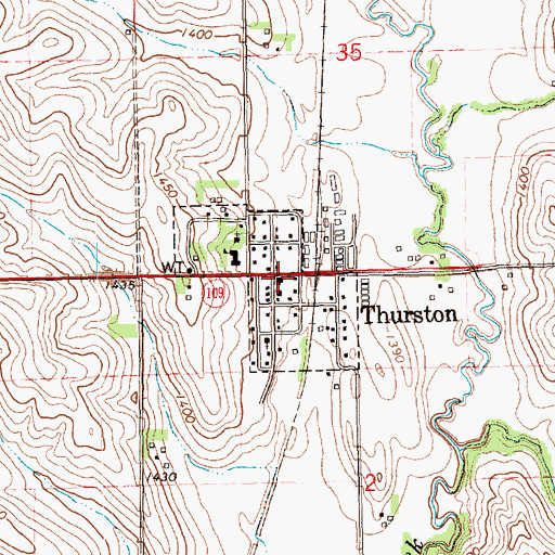 Topographic Map of Village of Thurston, NE