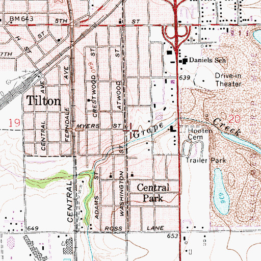 Topographic Map of Village of Tilton, IL