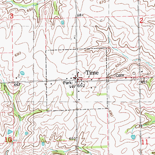 Topographic Map of Village of Time, IL