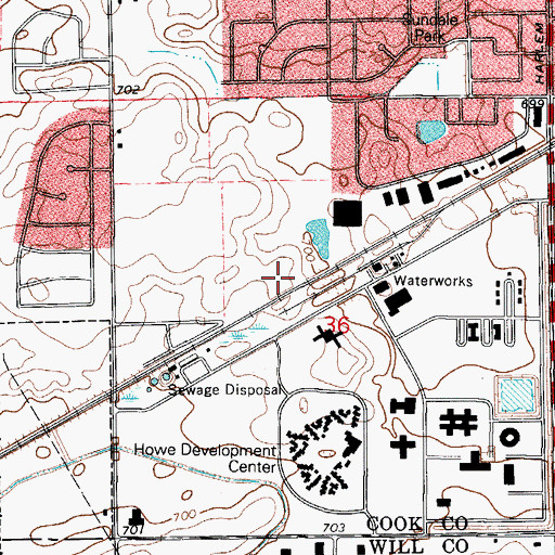 Topographic Map of Village of Tinley Park, IL