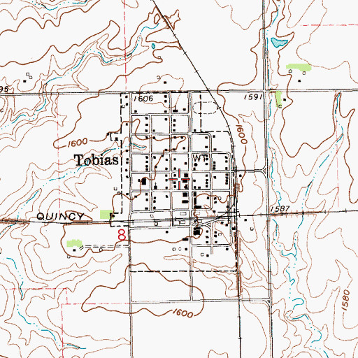 Topographic Map of Village of Tobias, NE