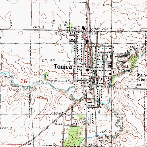 Topographic Map of Village of Tonica, IL