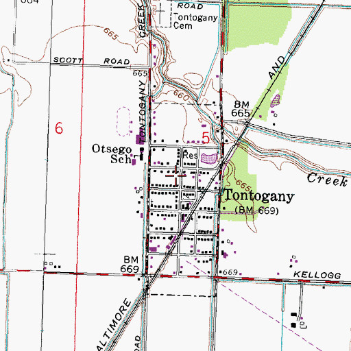 Topographic Map of Village of Tontogany, OH