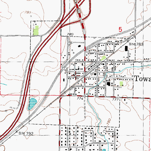 Topographic Map of Village of Towanda, IL