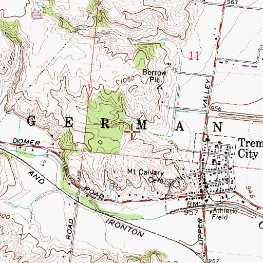 Topographic Map of Village of Tremont City, OH