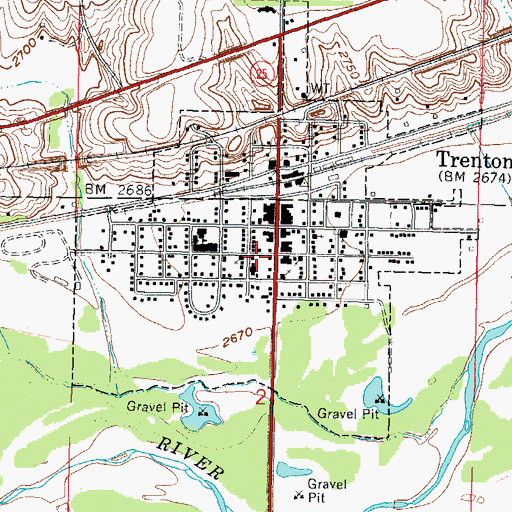 Topographic Map of Village of Trenton, NE
