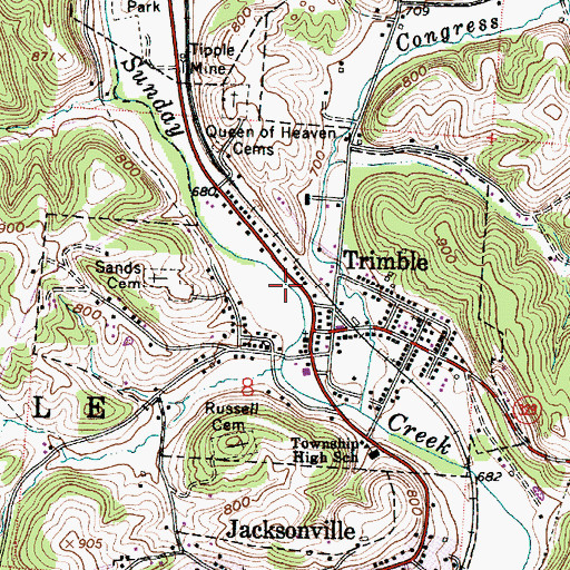 Topographic Map of Village of Trimble, OH