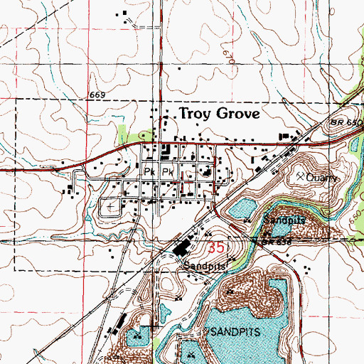 Topographic Map of Village of Troy Grove, IL