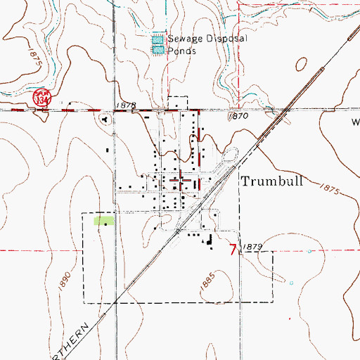 Topographic Map of Village of Trumbull, NE