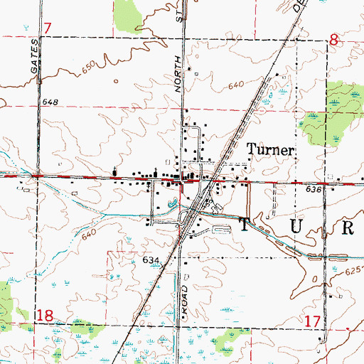 Topographic Map of Village of Turner, MI