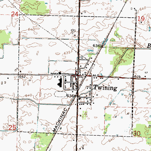 Topographic Map of Village of Twining, MI