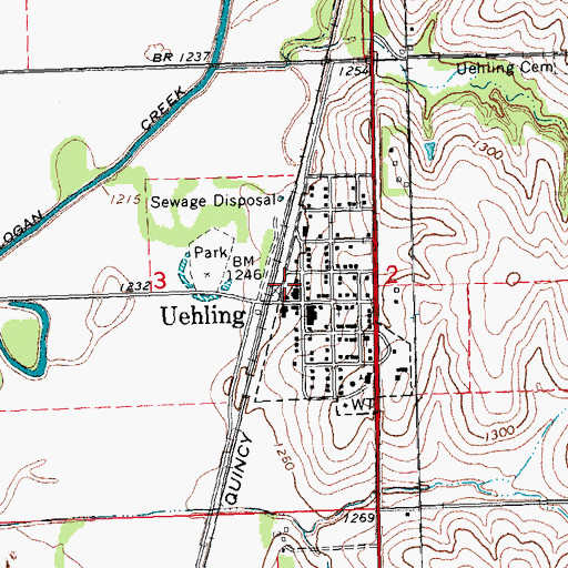 Topographic Map of Village of Uehling, NE