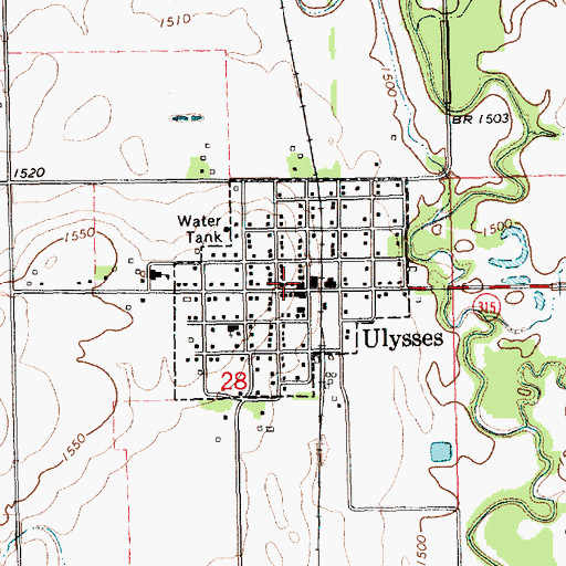 Topographic Map of Village of Ulysses, NE