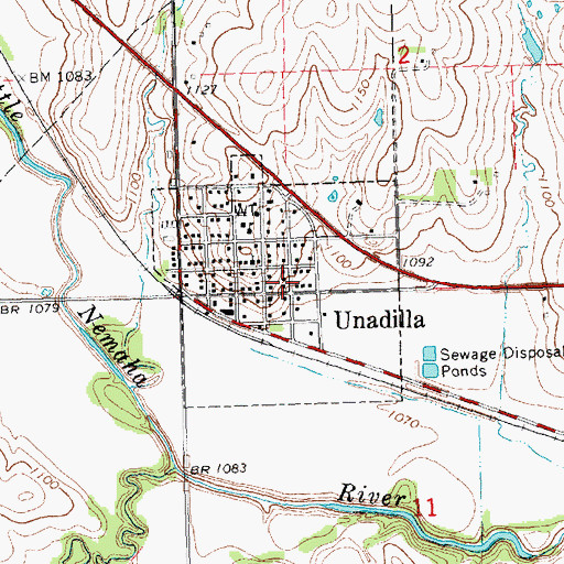 Topographic Map of Village of Unadilla, NE