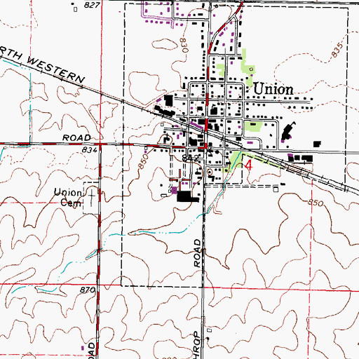 Topographic Map of Village of Union, IL