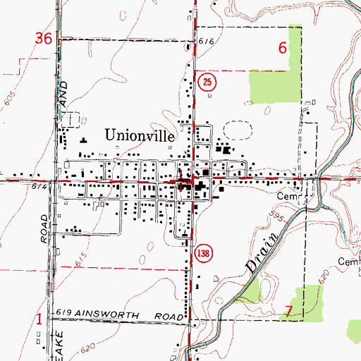 Topographic Map of Village of Unionville, MI