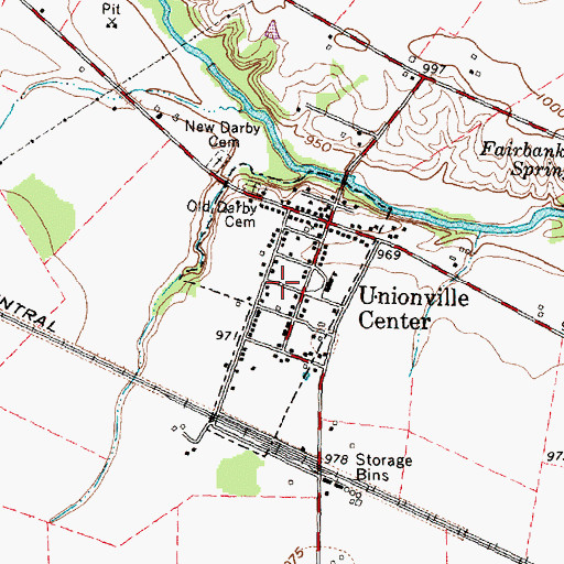Topographic Map of Village of Unionville Center, OH