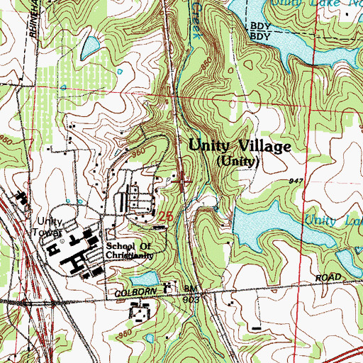 Topographic Map of Village of Unity Village, MO