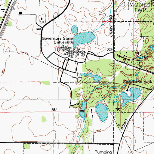 Topographic Map of Village of University Park, IL