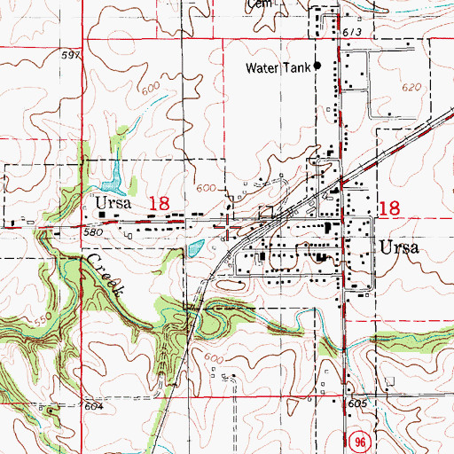 Topographic Map of Village of Ursa, IL
