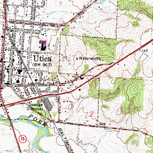 Topographic Map of Village of Utica, OH