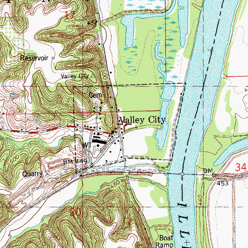 Topographic Map of Village of Valley City, IL