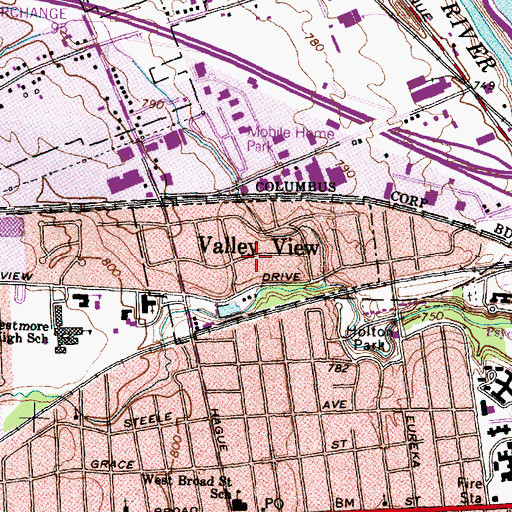 Topographic Map of Village of Valleyview, OH