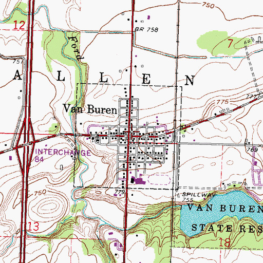 Topographic Map of Village of Van Buren, OH
