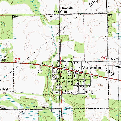 Topographic Map of Village of Vandalia, MI