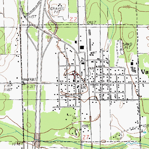 Topographic Map of Village of Vanderbilt, MI
